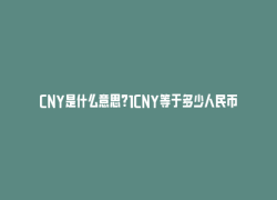 CNY是什么意思？1CNY等于多少人民币